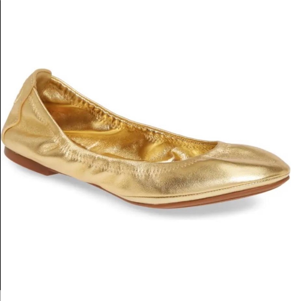 Tory Burch Gold Leather Flats